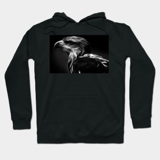 eagle head, glowing - black white Hoodie